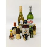 9 BOTTLES OF MIXED WINES, SPIRITS AND MINIATURES TO INCLUDE PERNOD, LUIS, FELIPE EDWARDS,