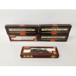 5 BOXED 00 GAUGE HORNBY & GMR LOCOS & COACHES TO INCL.