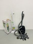 A MORPHY RICHARDS 9 IN 1 UPRIGHT AND HANDHELD STEAM CLEANER AND A SEBO AIRBELT K1 KOMFORT VACUUM
