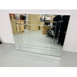 A DESIGNER RECTANGULAR WALL MIRROR WIDTH 117cm HEIGHT 91cm