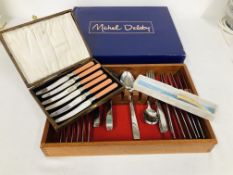 49 PIECE "MICHEL DELABY" CUTLERY SET + QUANTITY OF FURTHER CUTLERY + CASED SET OF 6 BUTTER KNIVES