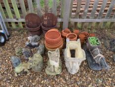 COLLECTION OF STONEWORK GARDEN ANIMAL ORNAMENTS,