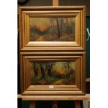 T Cook A pair of Victorian rural scenes with figures on a path and a wooded landscape oil on