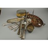 A set of six silver handled Kings Pattern table knives, and a set of six dessert knives en suite,