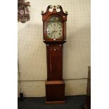 Joseph Bellamy of Grimsby, 19th century 8 day long case clock with painted face, 210cm