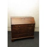 A George III mahogany full front writing bureau with fitted interior, 106cm wide, together with a