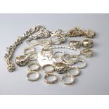 A mixed lot of silver and white metal jewellery including rings, necklaces and bracelet 265g