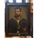 An early 20th century English School naive portrait study of British Naval Petty Officer canvas laid
