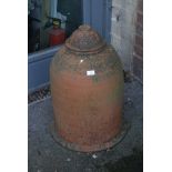 A Whichford pottery terracotta rhubarb forcer and cover, 74cm