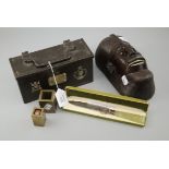 A Japanese WWII machine gun spares box, presented by Col Dodkins for bravery, bearing British