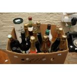 A collection of wines, spirits and Champagne including Laphroaig, Lanson, Moet Chandon and Docos