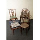 A collection of 19th/18th century open arm chairs and side chairs, of mixed design and vintage