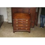 A George III mahogany fall front writing bureau, with fitted interior,91cm