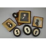 A Victorian cabinet miniature, of a gentleman on ivory panel in pair case, together with other