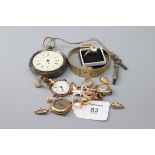A lady's 9ct gold wristwatch, and two others, a late Victorian silver cased chronograph with white