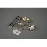 George Unite, a Victorian silver caddy spoon, fiddle thread and shell pattern, Birmingham 1886, a