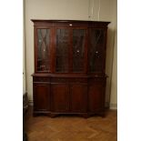 A reproduction mahogany astragal glazed break front bookcase,151.5cm wide