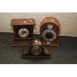 A late 19th century German 8 day mantel clock, in architectural case, together with two other mantel