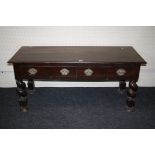 A Dutch 17th century style walnut two drawer low table with heavy barley twist legs