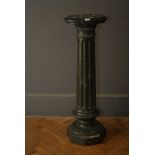 A Victorian moss green Doric column jardiniere stand with octagonal base, 112cm high