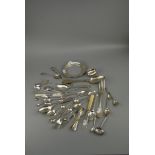 A collection of silver flatwares and cutlery, also some small items of silver, mixed dates and