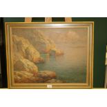 Arsenije Sosnovsky, 1895-1967 20th century Russian seascape with coastal rocks oil on canvas, signed