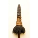 A late 19th/early 20th century Taiaha or Maori long staff, the head with Pau shell inlaid double