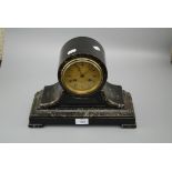 A late Victorian Wilson and Gander 8 day Belgian black marble mantel clock, 32cm wide