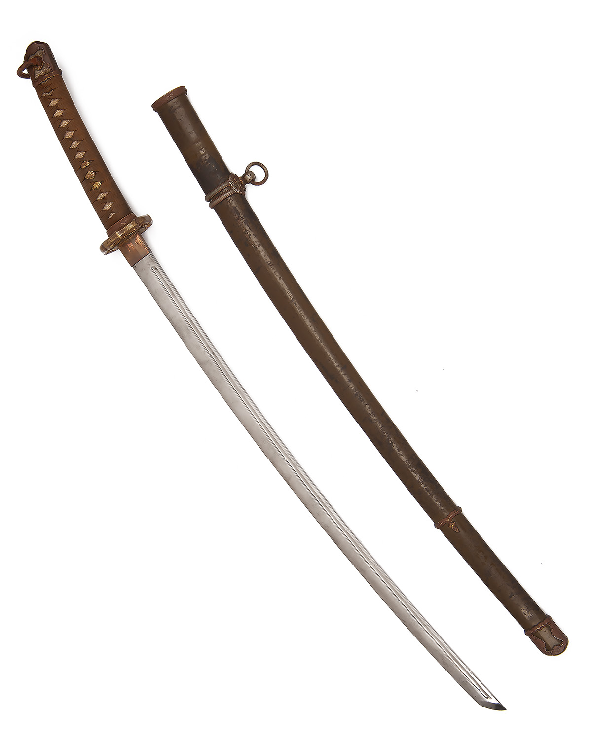 A WORLD WAR TWO JAPANESE KATANA IN SHIN-GUNTO MOUNTS, UNSIGNED, the curving 26 1/2in. unsigned