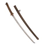 A WORLD WAR TWO JAPANESE KATANA IN SHIN-GUNTO MOUNTS, UNSIGNED, the curving 26 1/2in. unsigned
