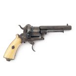 A GOOD 7mm PINFIRE SIX-SHOT POCKET-REVOLVER, UNSIGNED, MODEL 'LEFAUCHEUX TYPE', no visible serial