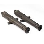 W. PARKER, LONDON A RARE PAIR OF 10-BORE BRONZE LAWN or YACHTING CANNON BARRELS, no visible serial