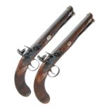 WILSON, LONDON A FINE CASED PAIR OF 28-BORE FLINTLOCK DUELLING-PISTOLS, no visible serial numbers,