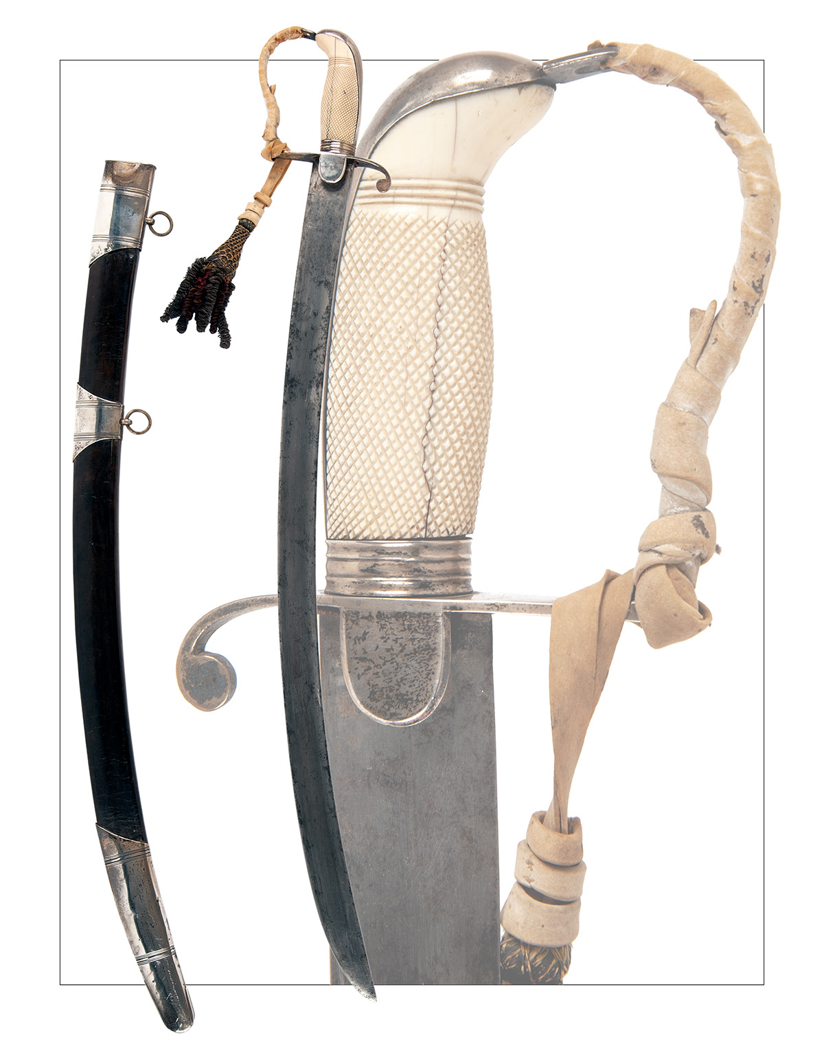A BRITISH LIGHT CAVALRY OFFICER'S SILVER AND IVORY MOUNTED SWORD, UNSIGNED, circa 1800 but not