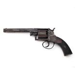 A 54-BORE PERCUSSION DOUBLE-ACTION REVOLVER SIGNED BROOKS, LONDON, MODEL 'WEBLEY'S WEDGE-FRAME',