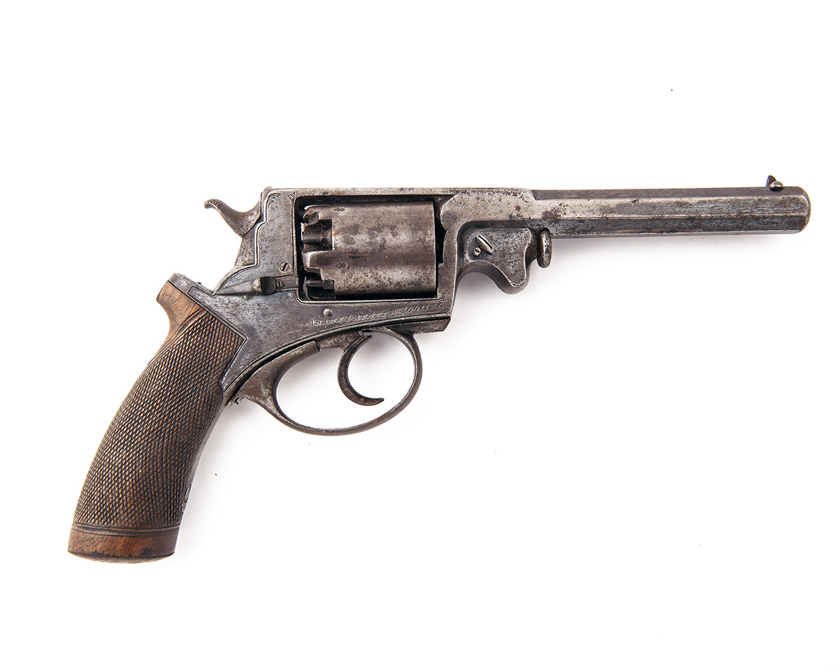 R. ADAMS, LONDON A 54-BORE PERCUSSION DOUBLE-ACTION REVOLVER, MODEL 'ADAM'S PATENT', serial no.