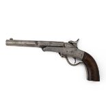 MASSACHUSETTS ARMS, USA A MOST UNUSUAL .50 PERCUSSION BREECH-LOADING SINGLE-SHOT PISTOL, MODEL '