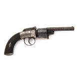 AN 80-BORE PERCUSSION POCKET TRANSITIONAL REVOLVER SIGNED VEISEY & SON, no visible serial number,