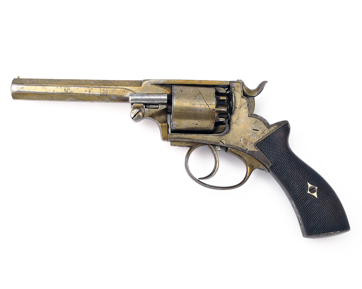 A 54-BORE PERCUSSION DOUBLE-ACTION REVOLVER SIGNED C.G. EDWARDS, MODEL 'WEBLEY'S WEDGE-FRAME', - Image 2 of 3