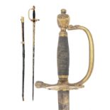 TATHAM, LONDON A BRITISH OFFICER'S 1796 PATTERN DRESS-SWORD WITH BLUE AND GILT BLADE, circa 1800,