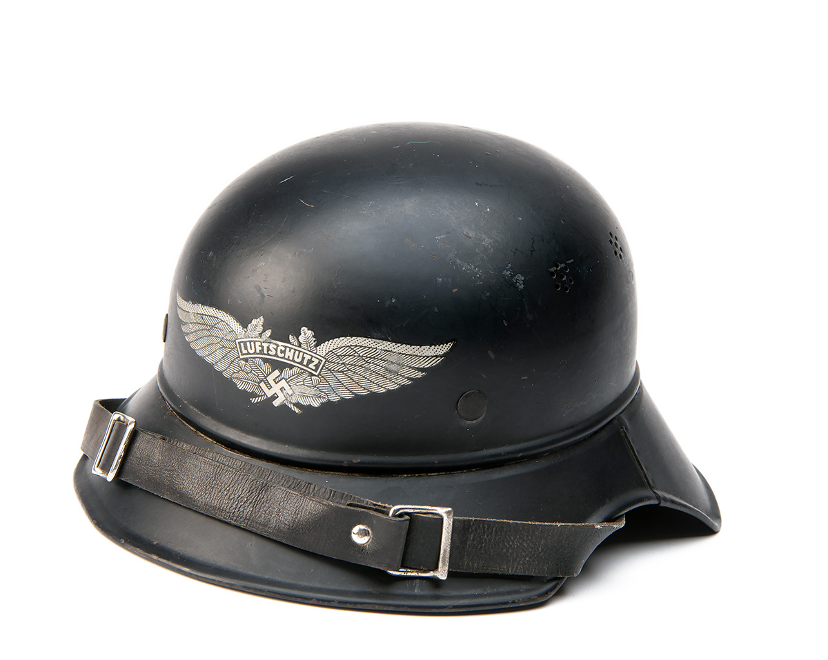 THREE ASSORTED GERMAN WORLD WAR TWO STEEL HELMETS, including an example for the Luftschutz (fine - Image 2 of 8