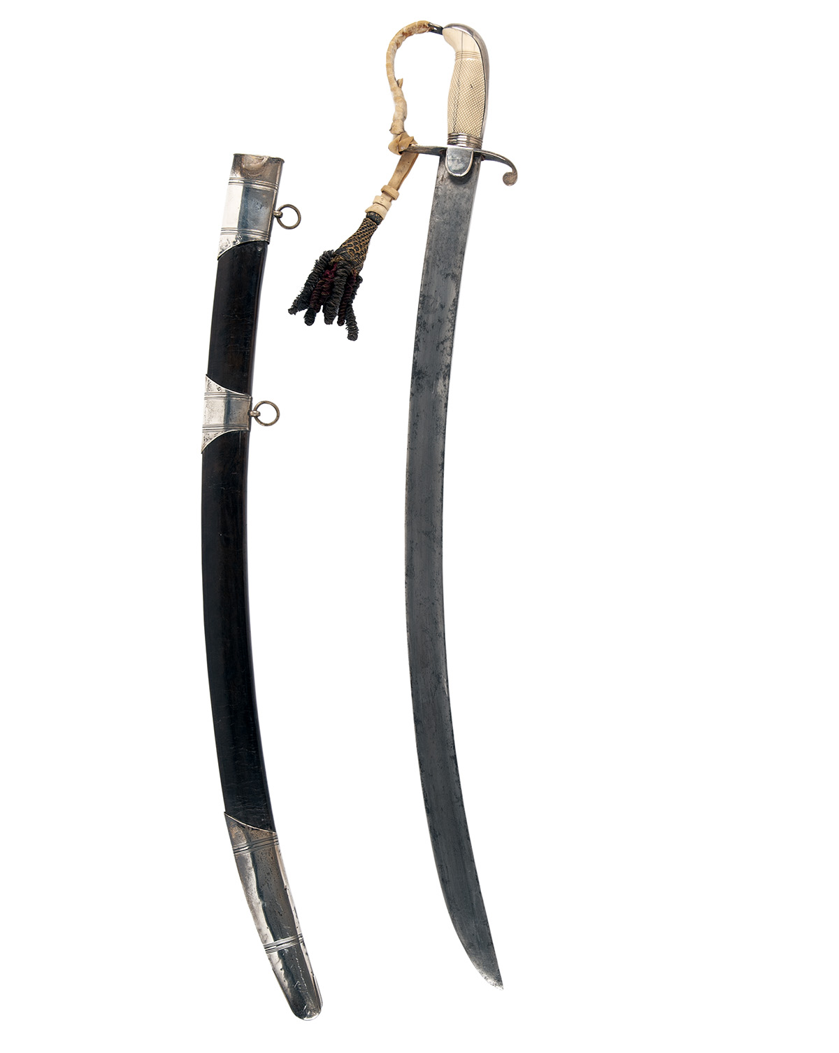 A BRITISH LIGHT CAVALRY OFFICER'S SILVER AND IVORY MOUNTED SWORD, UNSIGNED, circa 1800 but not - Image 3 of 3