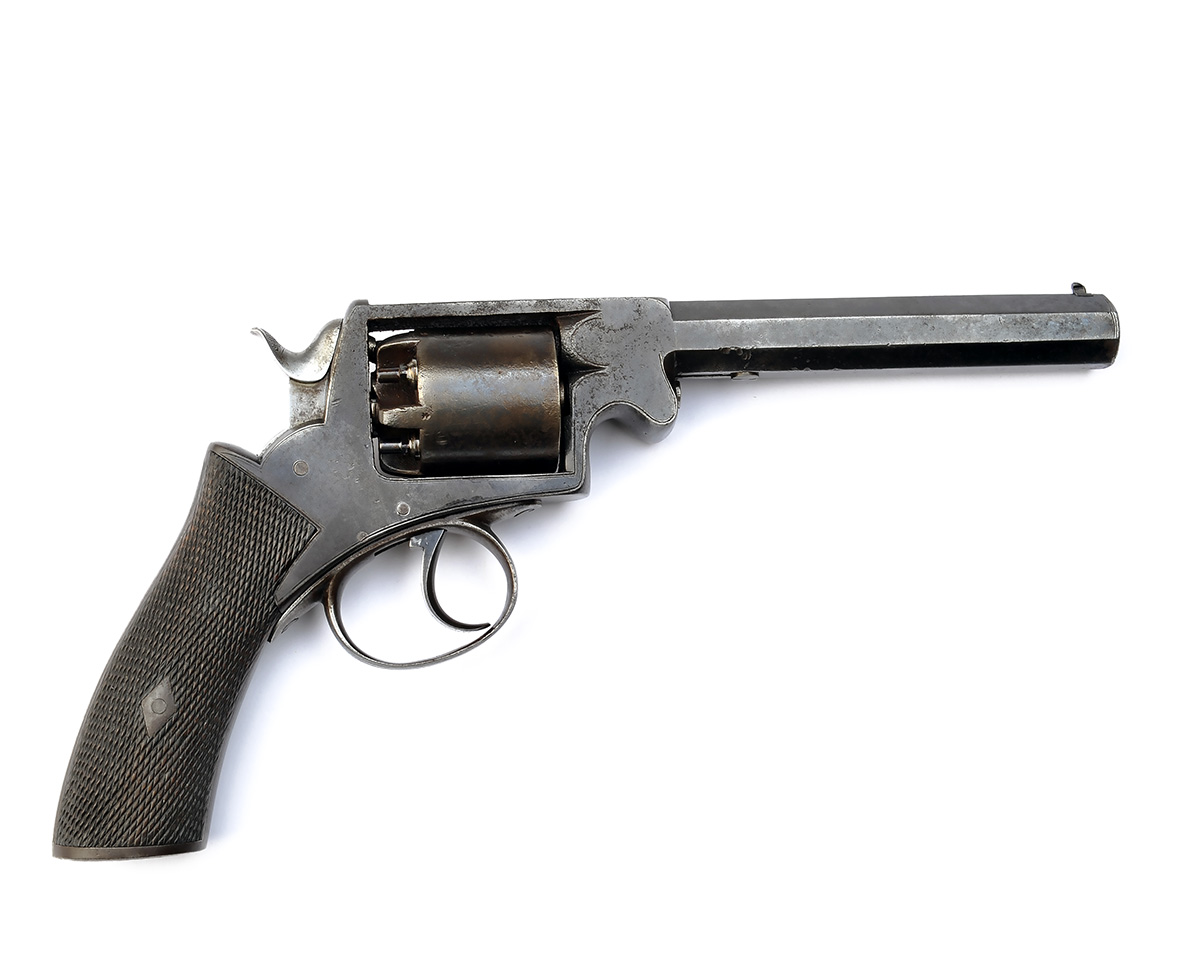 A CASED 54-BORE PERCUSSION FIVE-SHOT REVOLVER SIGNED PATENT, MODEL 'WEBLEY SOLID FRAME TYPE', serial - Image 3 of 4