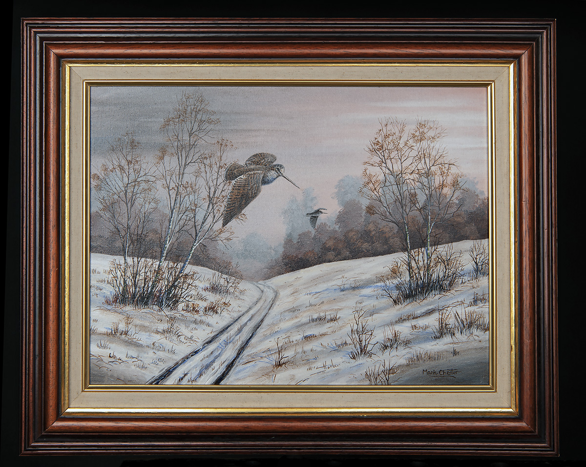 MARK CHESTER (F.W.A.S.) 'WINTER FLIGHT', an original oil on canvas, signed by the artist, showing