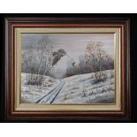 MARK CHESTER (F.W.A.S.) 'WINTER FLIGHT', an original oil on canvas, signed by the artist, showing
