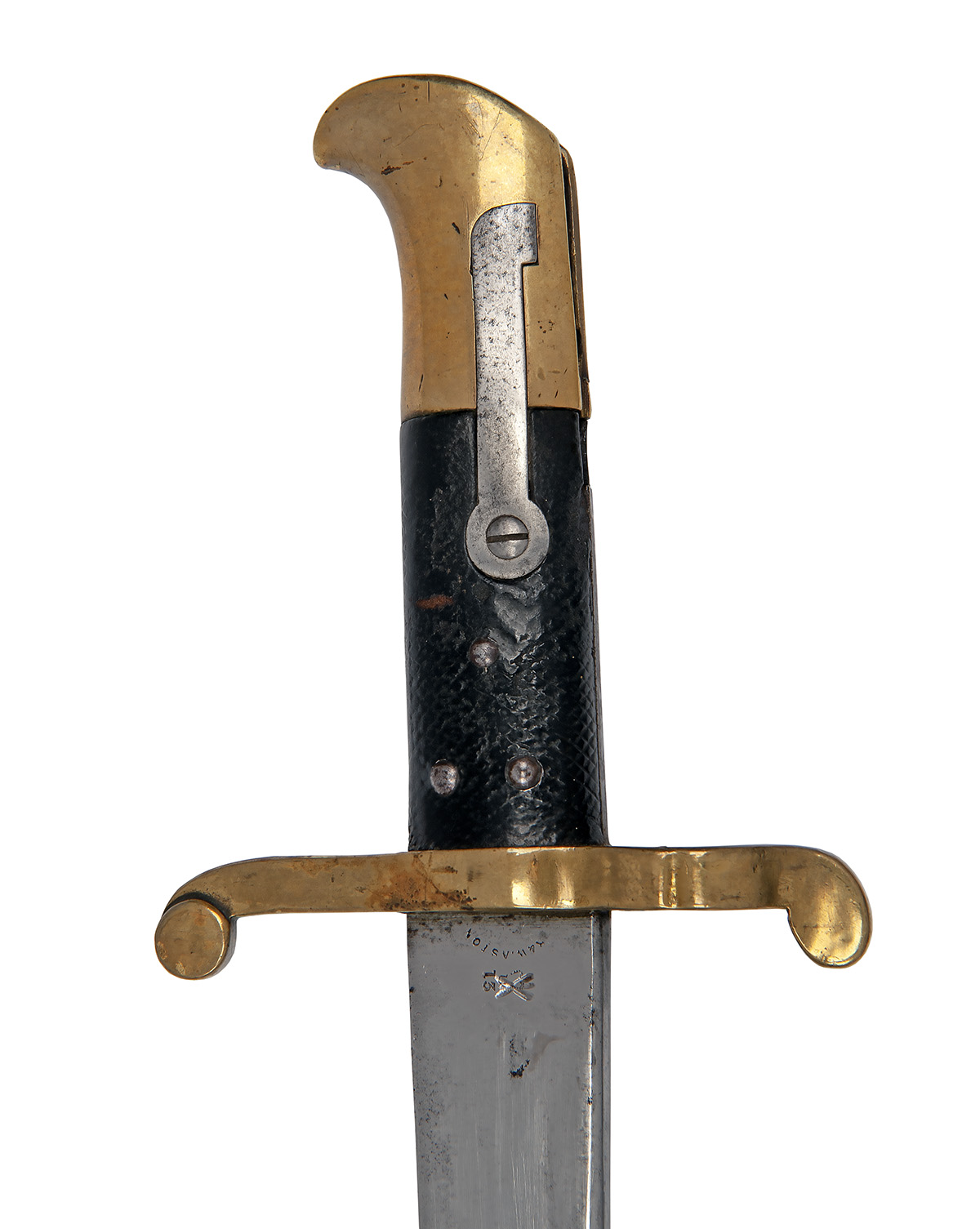 A SCARCE BRASS-MOUNTED BAYONET FOR LANCASTER'S SAPPER'S & MINER'S CARBINE, SIGNED 'R. & W. ASTON', - Image 2 of 2