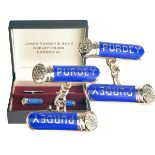 JAMES PURDEY & SONS A SET OF ENAMEL AND STERLING SILVER 'CARTRIDGE' CUFFLINKS, silver .925