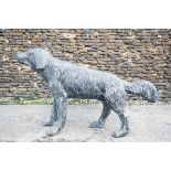 A CAST STEEL LIFE SIZE RETRIEVER, measuring approx. 28in. x 25in. x 9in..