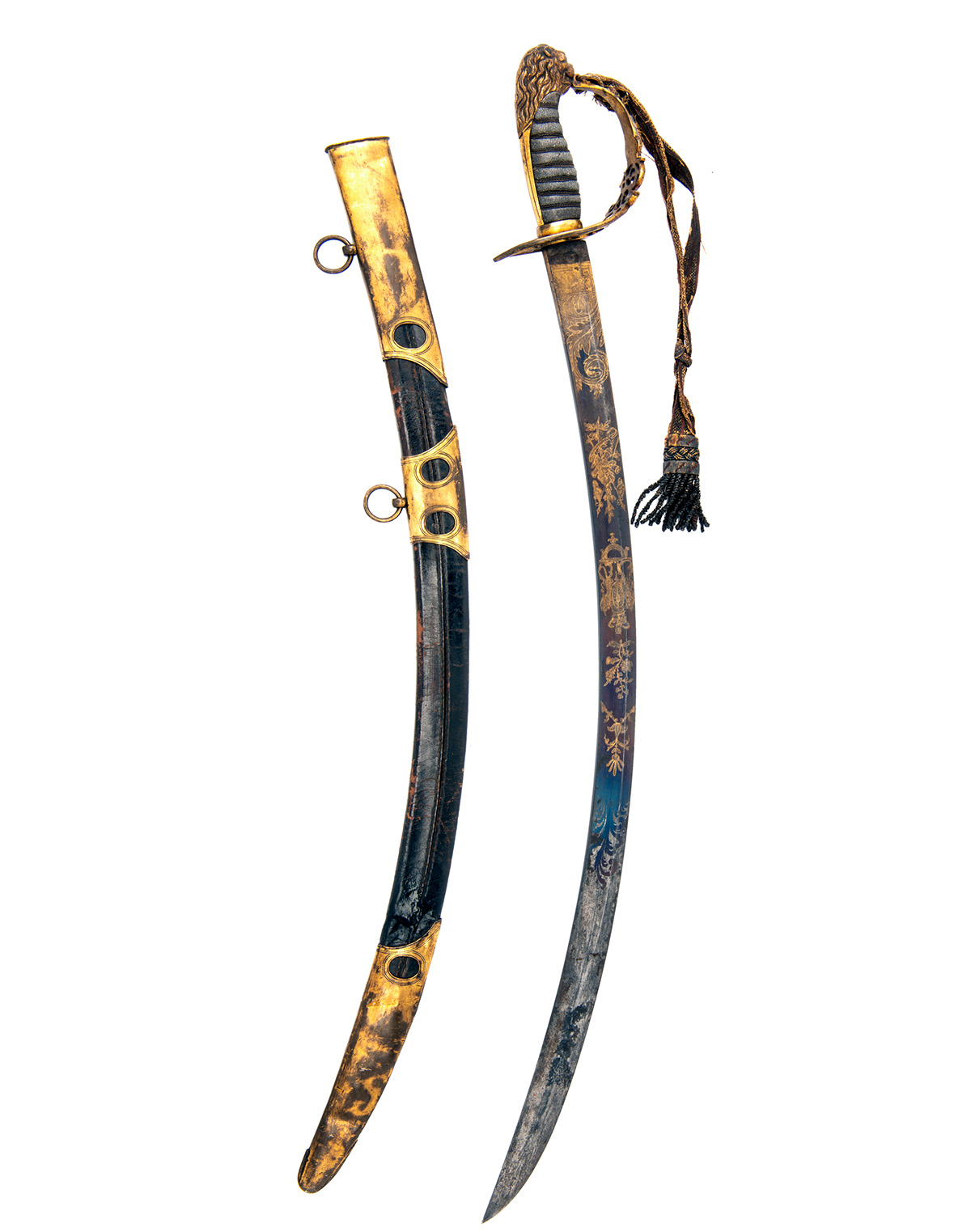 A BRITISH 1803 PATTERN INFANTRY or FLANK OFFICER'S SWORD WITH BLUE AND GILT BLADE, UNSIGNED, circa - Image 5 of 7