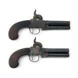 I. & W. RICHARDS, LONDON A PAIR OF 40-BORE PERCUSSION DOUBLE-BARRELLED OVER-UNDER TRAVELLING